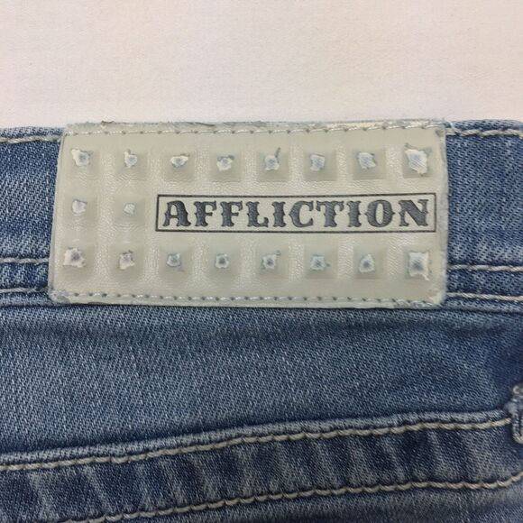 AFFLICTION Jenna Jeans Women 32x32 (30 tag) Gothic Studs Stretch Denim Crystal - Picture 11 of 16
